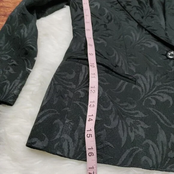 Vintage Emanuel Ungaro Womens Black Jacquard Blazer & Dress Set 6 Petite - Picture 15 of 16